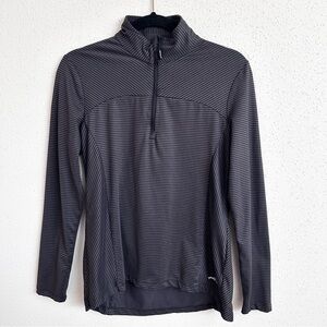 Eddie Bauer Women’s 1/4 Zip Striped Long Sleeve Pullover Sz S Gray